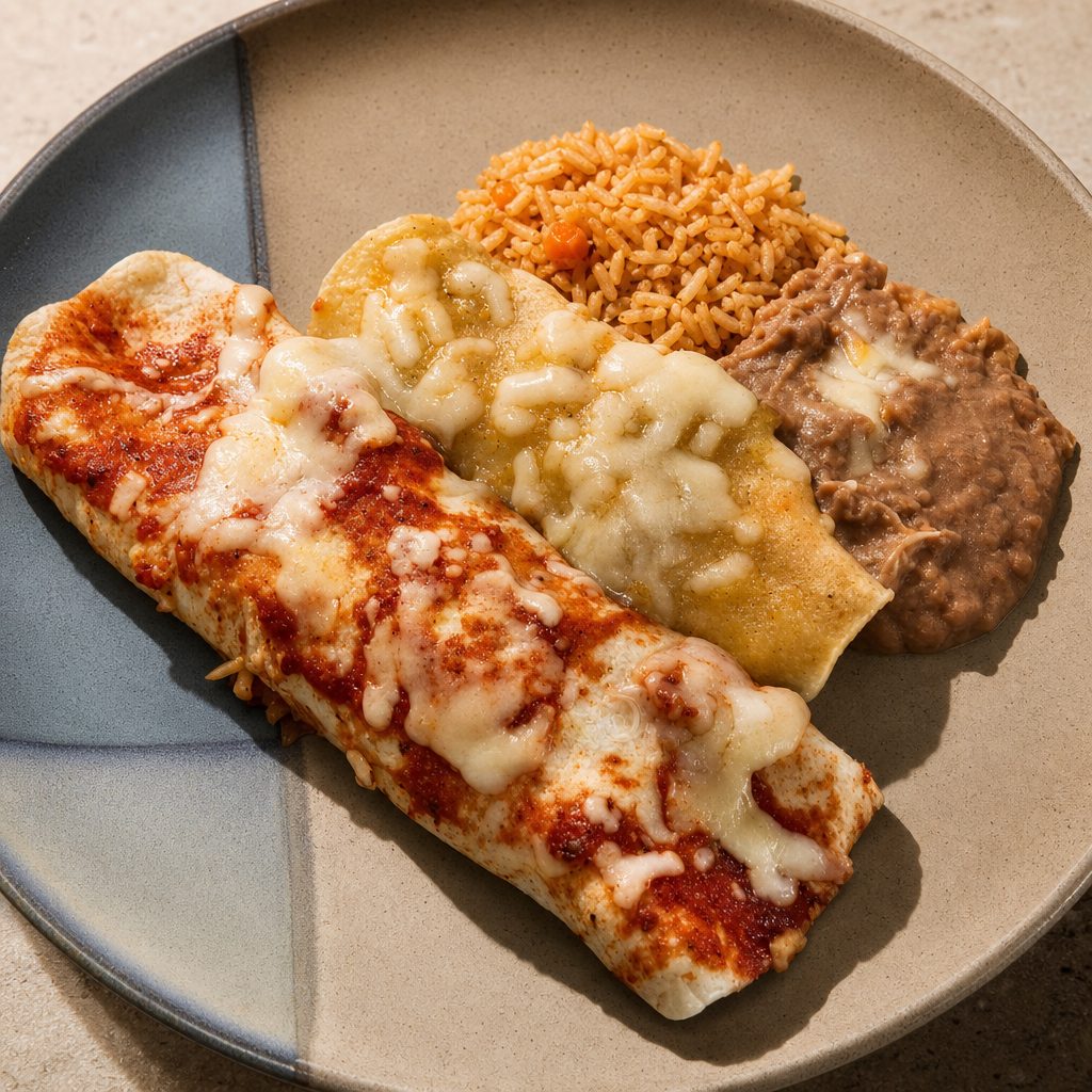 18. One Burrito, One Enchilada, Rice & Beans.